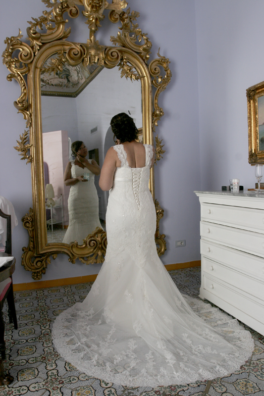 bride in mirror
